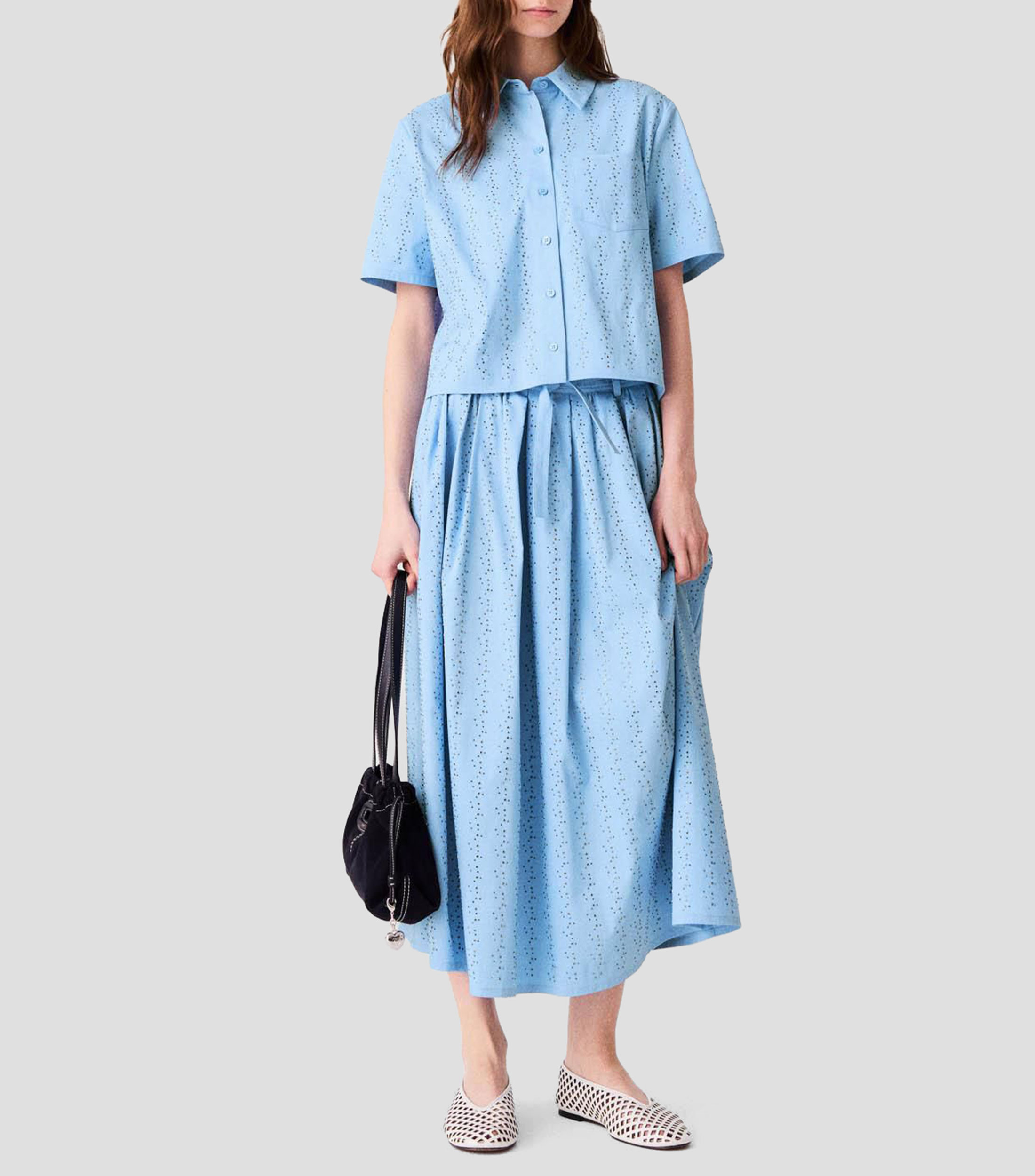 Camisa sólido manga corta Mujer